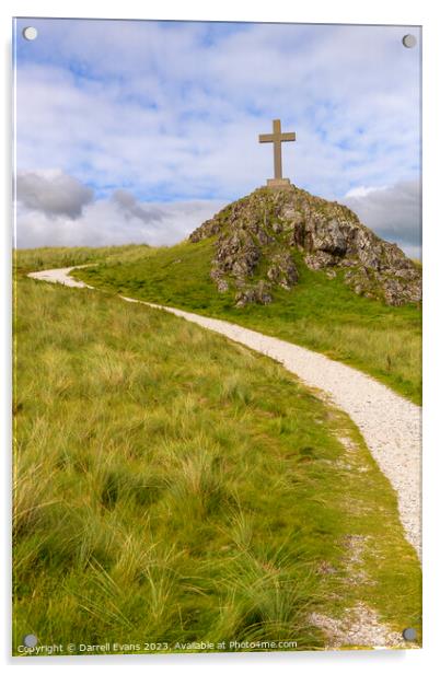 Cross on Llanddwyn Island Acrylic by Darrell Evans
