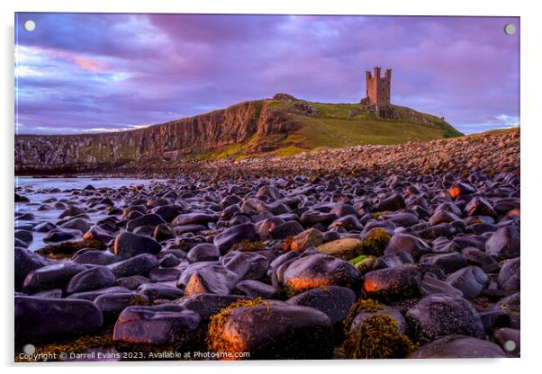 Dunstanburgh Castle Tower Acrylic by Darrell Evans