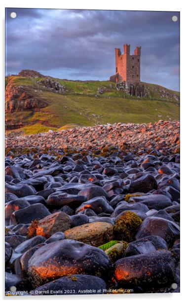 Dunstanburgh Tower Acrylic by Darrell Evans
