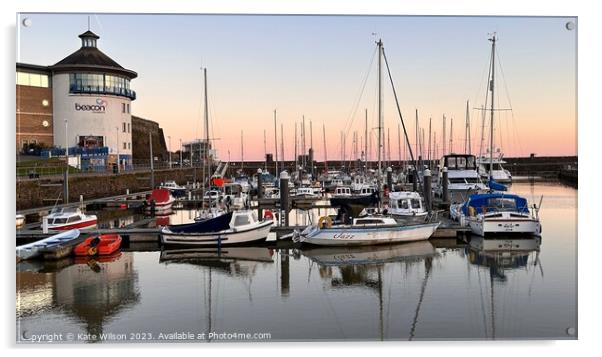 Sunrise over Whitehaven Harbour  Acrylic by Kate Wilson