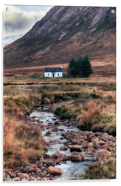 Small white cottage Acrylic by simon waldram