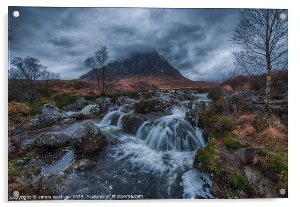  Glen Etive waterfall  Acrylic by simon waldram