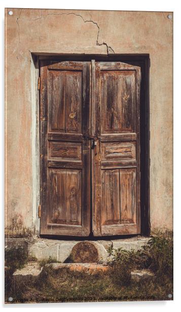 Old shabby faded wooden doors  Acrylic by Lana Topoleva