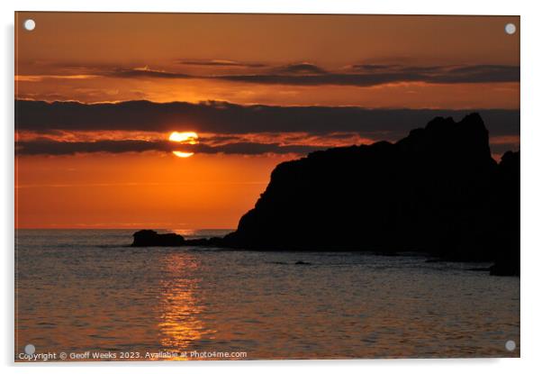 Trevone Sunset Acrylic by Geoff Weeks