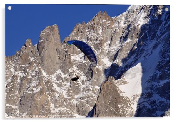 Paragliding Chamonix Acrylic by Geoff Weeks
