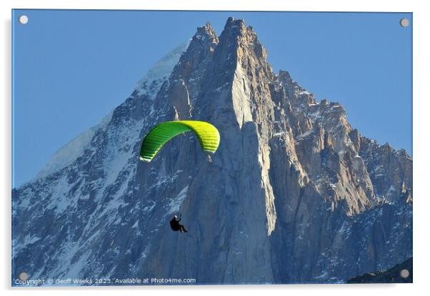 Paragliding in the Alps Acrylic by Geoff Weeks