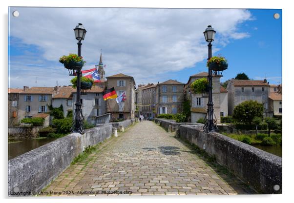 Pont-Vieux,  Confolens, Charente, France Acrylic by Chris Mann