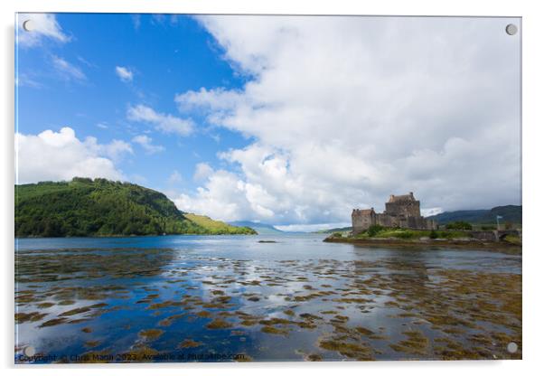 Wide view of Eilean Donan Castle and Loch Duich Acrylic by Chris Mann