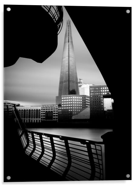 Black and white photo of the shard (Prismal) Acrylic by Martyn Large