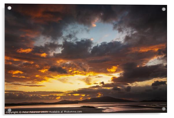 Amazing Sunset over Taransay Acrylic by Peter Paterson