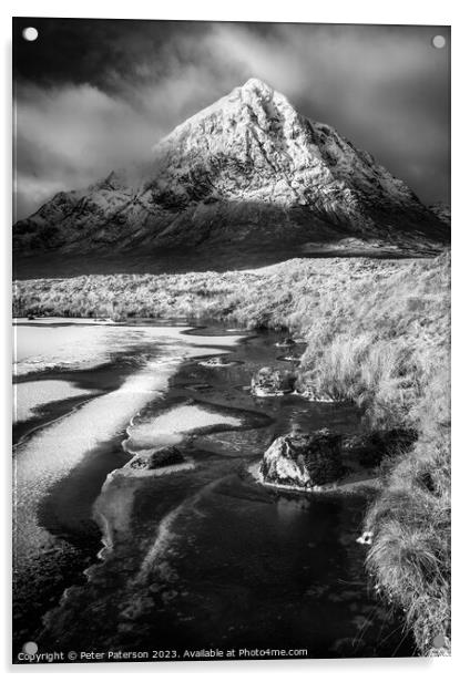 Buachaille Etive Mor in Winter Acrylic by Peter Paterson