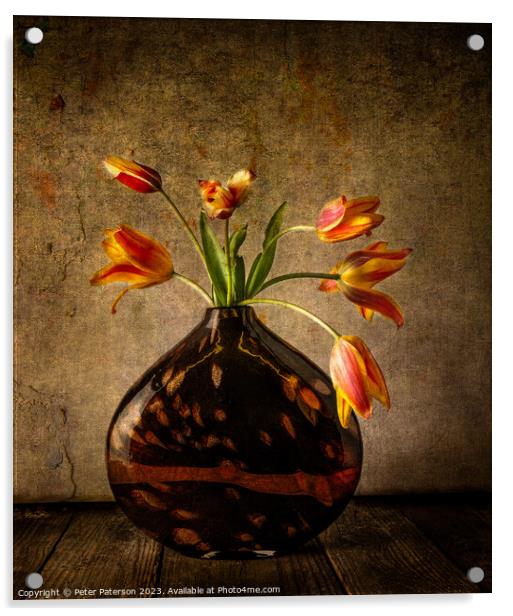 Tulips in Vase Acrylic by Peter Paterson