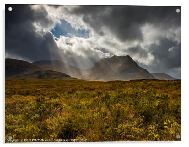 Sunburst over Rannoch Moor Acrylic by Peter Paterson