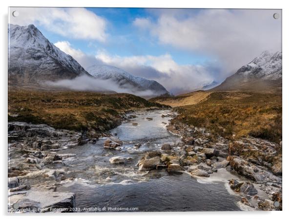 View looking towards Glen Etive Acrylic by Peter Paterson