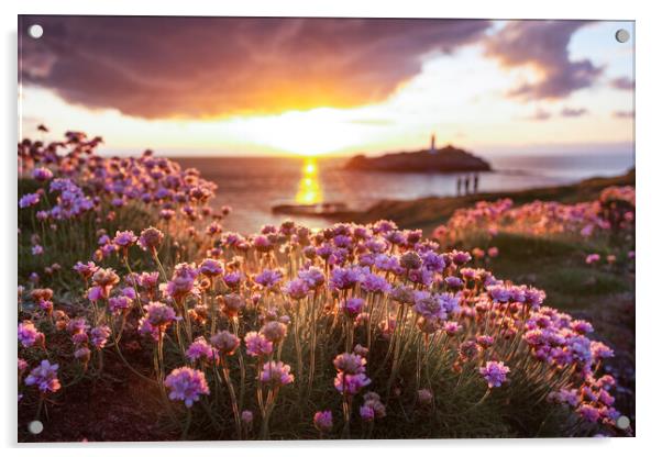 Sunset at Godrevy. Acrylic by Matthew Grey