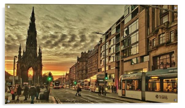 Edinburgh at Sunset  Acrylic by Lowercase b Studio 