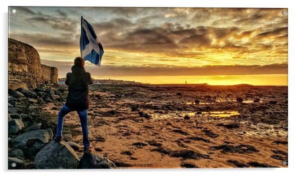 Scottish Flag at Sunrise  Acrylic by Lowercase b Studio 