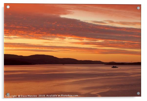 Bute Ferry at Sunset Acrylic by Dave Menzies