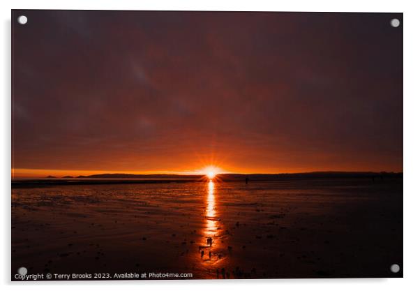 Sunset over Swansea Bay Acrylic by Terry Brooks