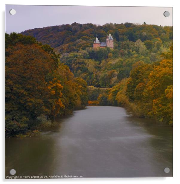 Castell Coch in the Autumn over the River Taff Acrylic by Terry Brooks