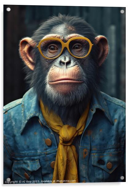 Hipster Chimpanzee Acrylic by Craig Doogan Digital Art