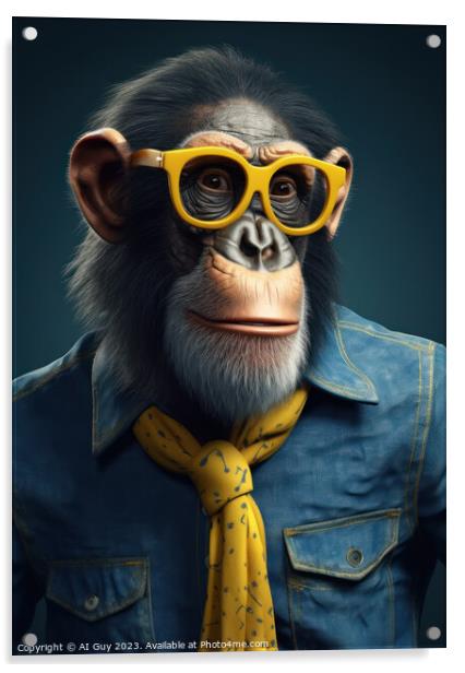 Chimpanzee Portrait Acrylic by Craig Doogan Digital Art