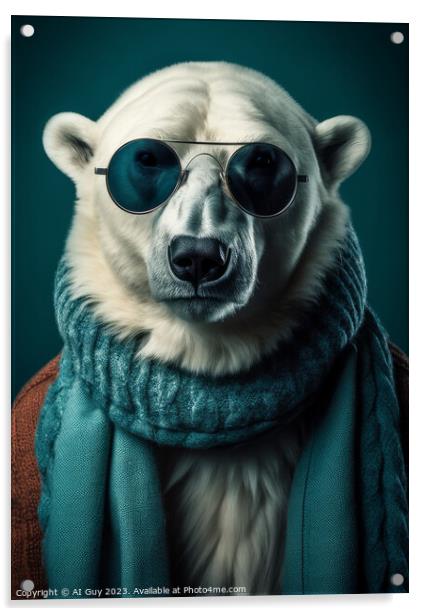 Hipster Polar Bear Acrylic by Craig Doogan Digital Art
