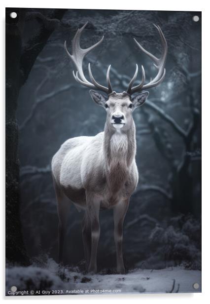 Fantasy Albino Deer Painting Acrylic by Craig Doogan Digital Art