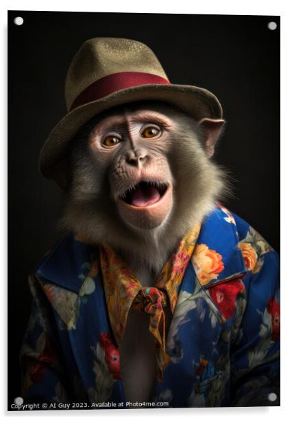Happy Monkey Acrylic by Craig Doogan Digital Art