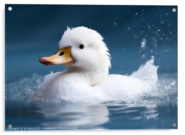 White Duck on Water Acrylic by Craig Doogan Digital Art