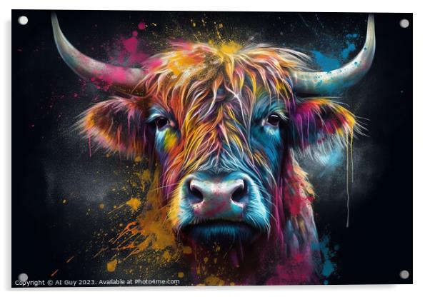Highland Cow Colour Splash Acrylic by Craig Doogan Digital Art