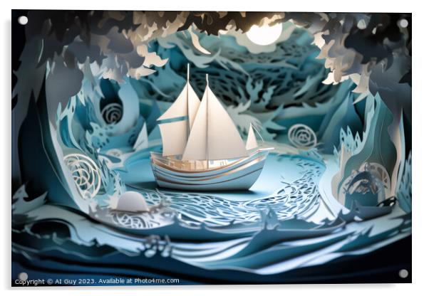 Ship at Sea Acrylic by Craig Doogan Digital Art