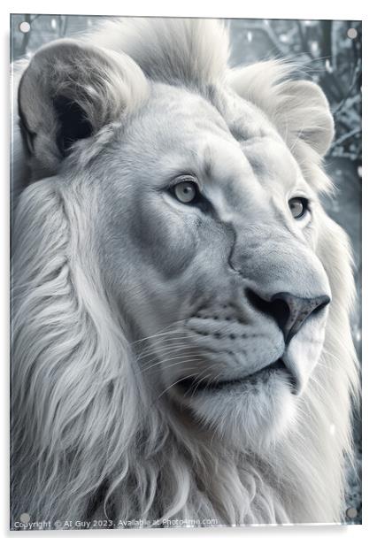 White Lion Portrait Acrylic by Craig Doogan Digital Art