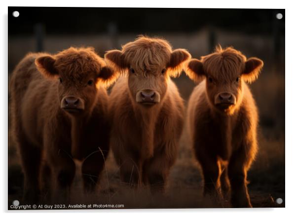 Baby Highland Cows  Acrylic by Craig Doogan Digital Art