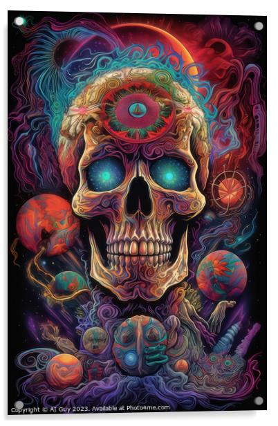Skull Psychedelia Acrylic by Craig Doogan Digital Art