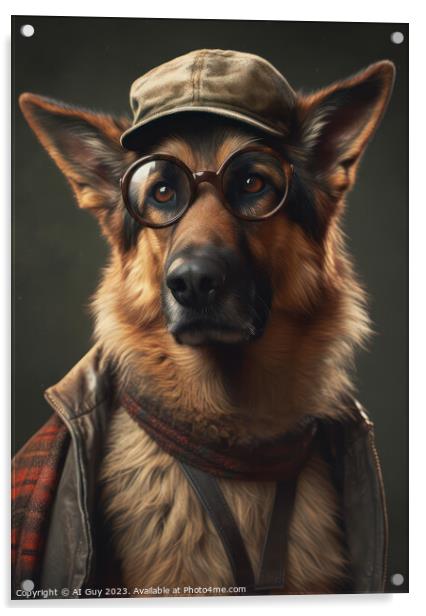 Hipster German Shepherd Acrylic by Craig Doogan Digital Art