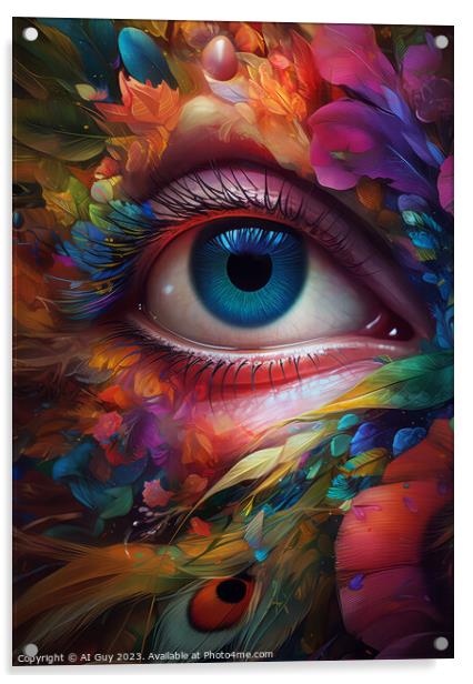 Abstract Colourful Eye Macro Acrylic by Craig Doogan Digital Art