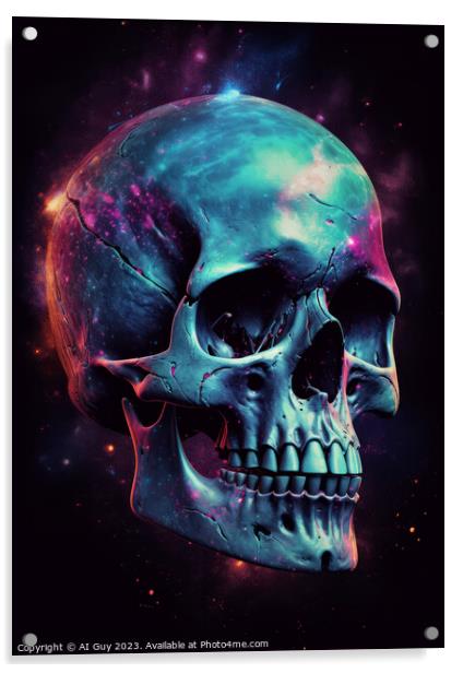 Neon Skull Acrylic by Craig Doogan Digital Art