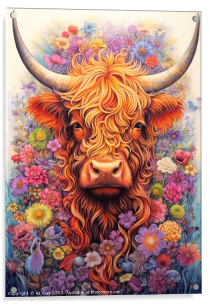 Highland Cow Digital Painting Acrylic by Craig Doogan Digital Art