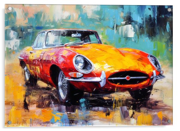 Jaguar E-Type Digital Painting Acrylic by Craig Doogan Digital Art