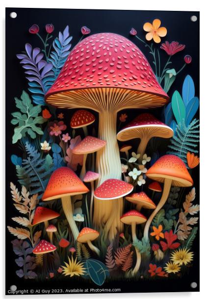 Colourful Mushroom Art Acrylic by Craig Doogan Digital Art