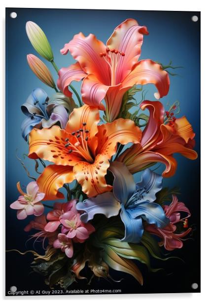 Colourful Bouquet Flower Digital Painting Acrylic by Craig Doogan Digital Art