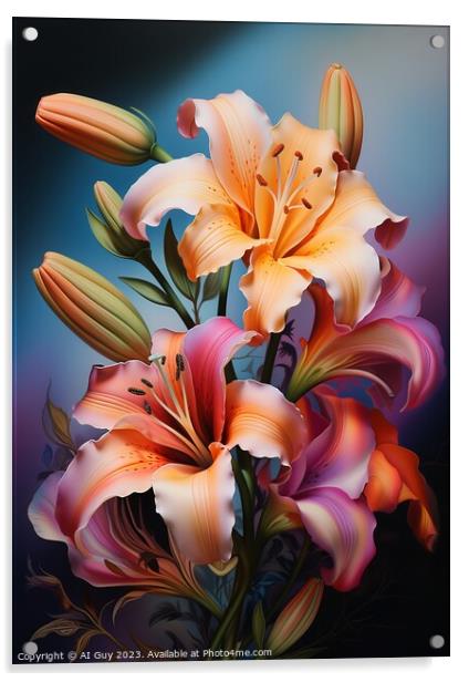 Colourful Bouquet Flower Digital Painting Acrylic by Craig Doogan Digital Art