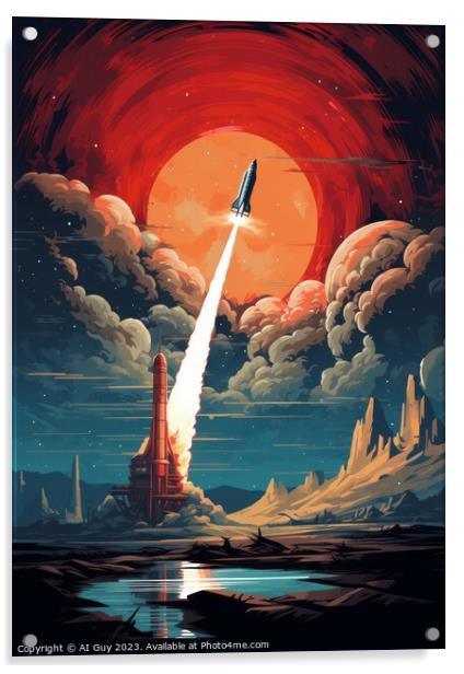 Space Rocket Illustration Acrylic by Craig Doogan Digital Art