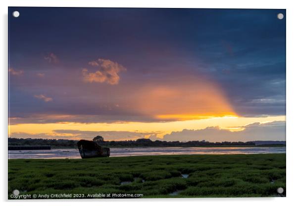 Ship wreck Sunset Acrylic by Andy Critchfield