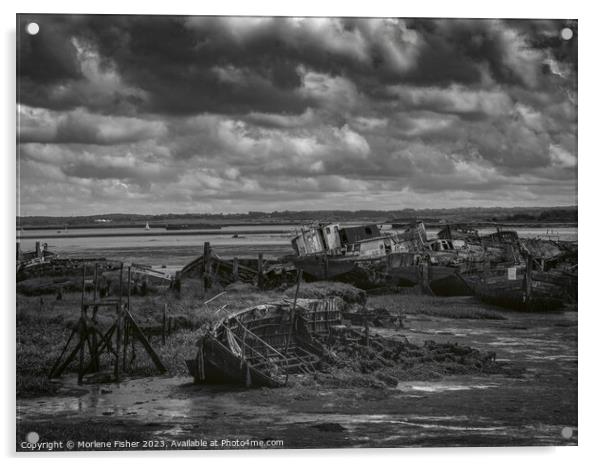 Weatherbeaten Boat Wreck in Hoo, Kent Acrylic by Morlene Fisher