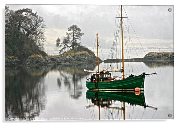 Boat near Ballachulish, Scotland Acrylic by Mike Travers