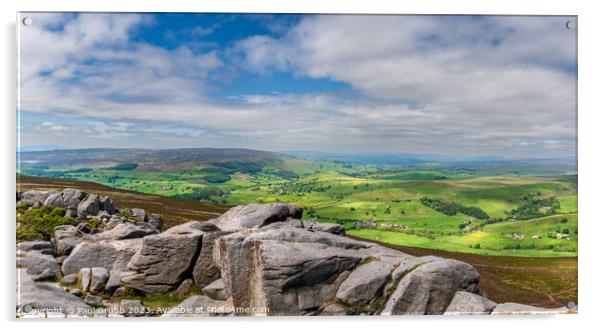 Panoramic view from Simon's Seat Acrylic by Paul Grubb