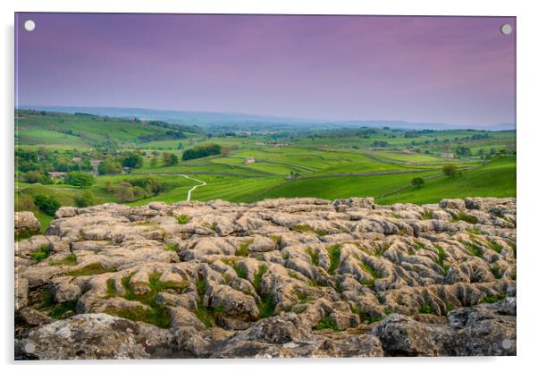 View from Malham Cove Acrylic by Paul Grubb