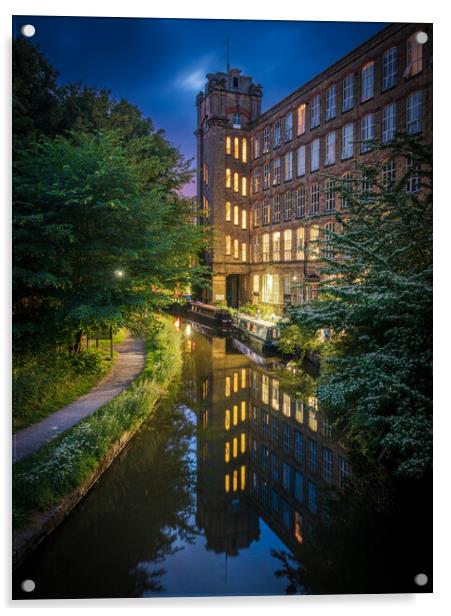 Clarence Mill at Night Acrylic by Paul Grubb